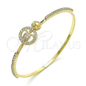 Aro Individual 07.193.0032.04 Oro Laminado, Diseño de Tortuga, con Blanca Micro Pave and Blanca Cristal, Pulido, Tono Dorado (02 MM Thickness, Size 4 (2.25 Diameter))