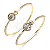 Aro Individual 07.193.0032.04 Oro Laminado, Diseño de Tortuga, con Blanca Micro Pave and Blanca Cristal, Pulido, Tono Dorado (02 MM Thickness, Size 4 (2.25 Diameter))