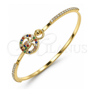 Aro Individual 07.193.0032.1.04 Oro Laminado, Diseño de Tortuga, con Micro Pave Multicolor y Cristal Blanca, Pulido, Tono Dorado (Grosor 02 MM, Talla 4 (2,25 de Diámetro))