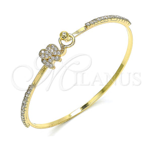 Aro Individual 07.193.0033.04 Oro Laminado, Diseño de Elefante, con Blanca Micro Pave and Blanca Cristal, Pulido, Tono Dorado (02 MM Thickness, Size 4 (2.25 Diameter))