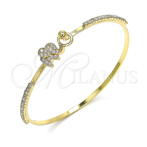 Aro Individual 07.193.0033.04 Oro Laminado, Diseño de Elefante, con Blanca Micro Pave and Blanca Cristal, Pulido, Tono Dorado (02 MM Thickness, Size 4 (2.25 Diameter))
