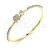 Aro Individual 07.193.0033.04 Oro Laminado, Diseño de Elefante, con Blanca Micro Pave and Blanca Cristal, Pulido, Tono Dorado (02 MM Thickness, Size 4 (2.25 Diameter))