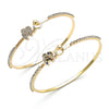 Aro Individual 07.193.0033.04 Oro Laminado, Diseño de Elefante, con Blanca Micro Pave and Blanca Cristal, Pulido, Tono Dorado (02 MM Thickness, Size 4 (2.25 Diameter))