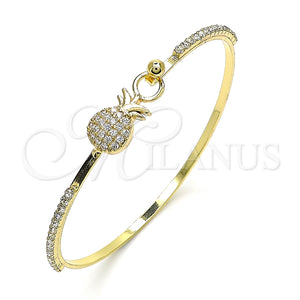 Aro Individual 07.193.0034.04 Oro Laminado, Diseño de Pina, con Blanca Micro Pave and Blanca Cristal, Pulido, Tono Dorado (02 MM Thickness, Size 4 (2.25 Diameter))