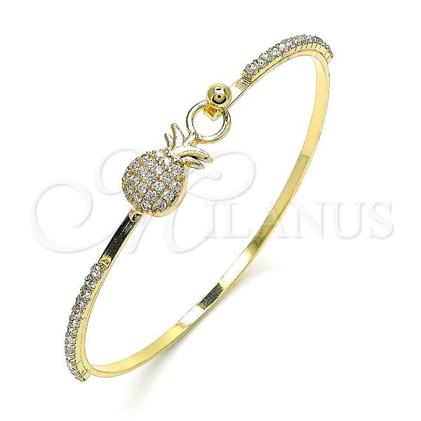 Aro Individual 07.193.0034.04 Oro Laminado, Diseño de Pina, con Blanca Micro Pave and Blanca Cristal, Pulido, Tono Dorado (02 MM Thickness, Size 4 (2.25 Diameter))