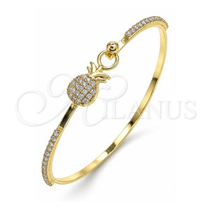 Aro Individual 07.193.0034.04 Oro Laminado, Diseño de Pina, con Micro Pave Blanca y Cristal Blanca, Pulido, Tono Dorado (Grosor 02 MM, Talla 4 (2,25 de Diámetro))