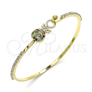 Aro Individual 07.193.0034.1.04 Oro Laminado, Diseño de Pina, con Multicolor Micro Pave and Blanca Cristal, Pulido, Tono Dorado (02 MM Thickness, Size 4 (2.25 Diameter))