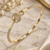 Aro Individual 07.193.0035.04 Oro Laminado, Diseño de Ãrbol, con Micro Pave Blanca y Cristal Blanca, Pulido, Tono Dorado (Grosor 02 MM, Talla 4 (2,25 de Diámetro))