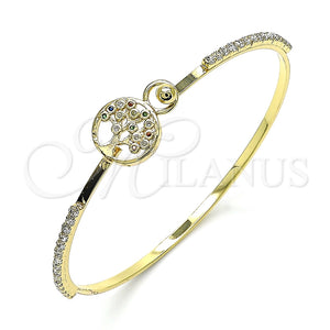 Aro Individual 07.193.0035.1.04 Oro Laminado, Diseño de Ãrbol, con Multicolor Micro Pave and Blanca Cristal, Pulido, Tono Dorado (02 MM Thickness, Size 4 (2.25 Diameter))