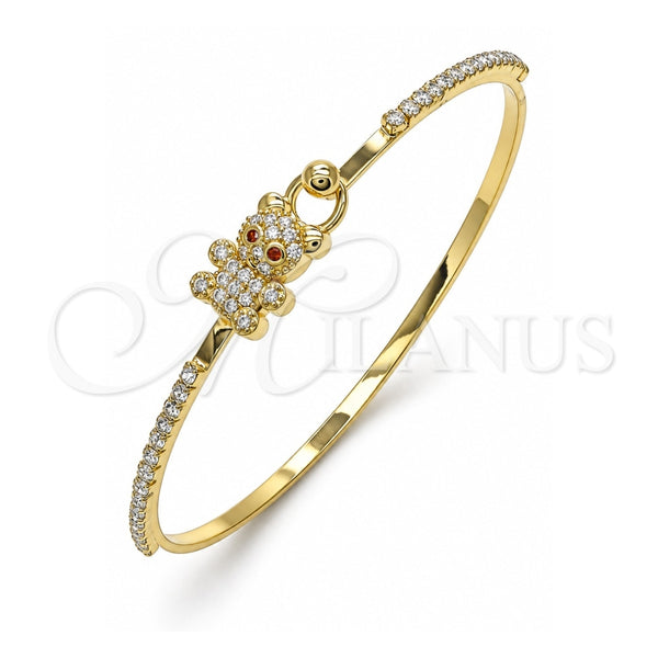 Aro Individual 07.193.0036.04 Oro Laminado, Diseño de Osito, con Micro Pave Blanca y Granate, Pulido, Tono Dorado (Grosor 02 MM, Talla 4 (2,25 de Diámetro))