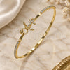 Aro Individual 07.193.0037.04 Oro Laminado, Diseño de Ancla, con Micro Pave Blanca y Cristal Blanca, Pulido, Tono Dorado (Grosor 02 MM, Talla 4 (2,25 de Diámetro))