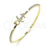 Aro Individual 07.193.0037.04 Oro Laminado, Diseño de Ancla, con Blanca Micro Pave and Blanca Cristal, Pulido, Tono Dorado (02 MM Thickness, Size 4 (2.25 Diameter))