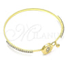 Aro Individual 07.193.0038.04 Oro Laminado, Diseño de Ojo Griego, con Blanca Micro Pave and Blanca Cristal, Pulido, Tono Dorado (02 MM Thickness, Size 4 (2.25 Diameter))