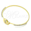 Aro Individual 07.193.0038.04 Oro Laminado, Diseño de Ojo Griego, con Blanca Micro Pave and Blanca Cristal, Pulido, Tono Dorado (02 MM Thickness, Size 4 (2.25 Diameter))