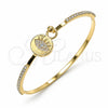 Aro Individual 07.193.0038.04 Oro Laminado, Diseño de Ojo Griego, con Blanca Micro Pave and Blanca Cristal, Pulido, Tono Dorado (02 MM Thickness, Size 4 (2.25 Diameter))