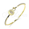 Aro Individual 07.193.0038.04 Oro Laminado, Diseño de Ojo Griego, con Blanca Micro Pave and Blanca Cristal, Pulido, Tono Dorado (02 MM Thickness, Size 4 (2.25 Diameter))