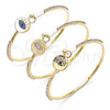Aro Individual 07.193.0038.04 Oro Laminado, Diseño de Ojo Griego, con Blanca Micro Pave and Blanca Cristal, Pulido, Tono Dorado (02 MM Thickness, Size 4 (2.25 Diameter))