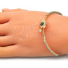 Aro Individual 07.193.0038.1.04 Oro Laminado, Diseño de Ojo Griego, con Zafiro Azul Micro Pave and Blanca Cristal, Pulido, Tono Dorado (02 MM Thickness, Size 4 (2.25 Diameter))
