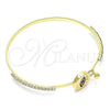 Aro Individual 07.193.0038.1.04 Oro Laminado, Diseño de Ojo Griego, con Zafiro Azul Micro Pave and Blanca Cristal, Pulido, Tono Dorado (02 MM Thickness, Size 4 (2.25 Diameter))