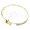 Aro Individual 07.193.0038.1.04 Oro Laminado, Diseño de Ojo Griego, con Zafiro Azul Micro Pave and Blanca Cristal, Pulido, Tono Dorado (02 MM Thickness, Size 4 (2.25 Diameter))