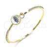 Aro Individual 07.193.0038.1.04 Oro Laminado, Diseño de Ojo Griego, con Zafiro Azul Micro Pave and Blanca Cristal, Pulido, Tono Dorado (02 MM Thickness, Size 4 (2.25 Diameter))