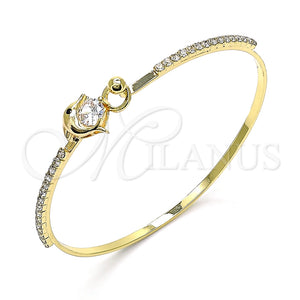 Aro Individual 07.193.0039.04 Oro Laminado, Diseño de Delfín, con Blanca Zirconia Cubica and Negro Micro Pave, Pulido, Tono Dorado (02 MM Thickness, Size 4 (2.25 Diameter))
