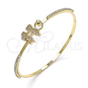 Aro Individual 07.193.0041.04 Oro Laminado, Diseño de Niñito Pequeño y Niñita Pequeña, con Blanca Micro Pave and Blanca Cristal, Pulido, Tono Dorado (02 MM Thickness, Size 4 (2.25 Diameter))