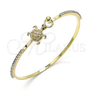 Aro Individual 07.193.0042.04 Oro Laminado, Diseño de Tortuga, con Blanca and Granate Micro Pave, Pulido, Tono Dorado (02 MM Thickness, Size 4 (2.25 Diameter))