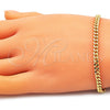 Pulsera Básica 04.63.1397.07 Oro Laminado, Diseño de Miami Cubana, Pulido, Tono Dorado (Calibre 120, Grosor 04.3 MM, 8 Pulgadas de Largo)