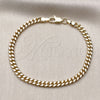 Pulsera Básica 04.63.1397.07 Oro Laminado, Diseño de Miami Cubana, Pulido, Tono Dorado (Calibre 120, Grosor 04.3 MM, 8 Pulgadas de Largo)
