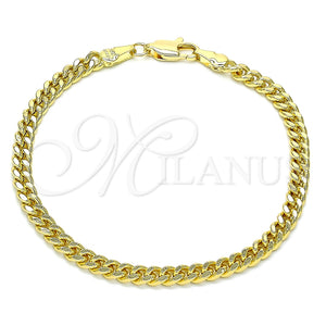 Pulsera Básica 04.63.1397.07 Oro Laminado, Diseño de Miami Cubana, Pulido, Tono Dorado (Calibre 120, Grosor 04.3 MM, 8 Pulgadas de Largo)