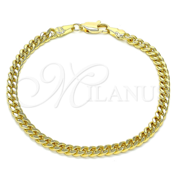 Pulsera Básica 04.63.1397.07 Oro Laminado, Diseño de Miami Cubana, Pulido, Tono Dorado (Calibre 120, Grosor 04.3 MM, 8 Pulgadas de Largo)