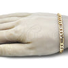 Pulsera Básica 04.63.1412.07 Oro Laminado, Diseño de Figaro, Pulido, Tono Dorado (160 Gauge, 07 MM Thickness, 7 Inches Length)