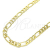 Gargantilla Basica 04.63.1412.20 Oro Laminado, Diseño de Figaro, Pulido, Tono Dorado (Calibre 160, Grosor 07 MM, 20 Pulgadas de Largo)