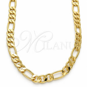 Gargantilla Basica 04.63.1412.20 Oro Laminado, Diseño de Figaro, Pulido, Tono Dorado (Calibre 160, Grosor 07 MM, 20 Pulgadas de Largo)