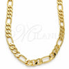 Gargantilla Basica 04.63.1412.20 Oro Laminado, Diseño de Figaro, Pulido, Tono Dorado (Calibre 160, Grosor 07 MM, 20 Pulgadas de Largo)