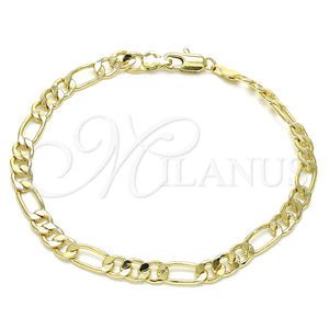 Tobillera Básica 04.63.1412.10 Oro Laminado, Diseño de Figaro, Pulido, Tono Dorado (160 Gauge, 07 MM Thickness, 10 Inches Length)