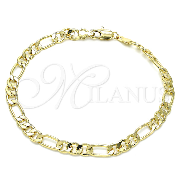 Tobillera Básica 04.63.1412.10 Oro Laminado, Diseño de Figaro, Pulido, Tono Dorado (160 Gauge, 07 MM Thickness, 10 Inches Length)
