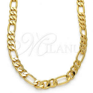 Gargantilla Basica 04.63.1412.22 Oro Laminado, Diseño de Figaro, Pulido, Tono Dorado (Calibre 160, Grosor 07 MM, 22 Pulgadas de Largo)