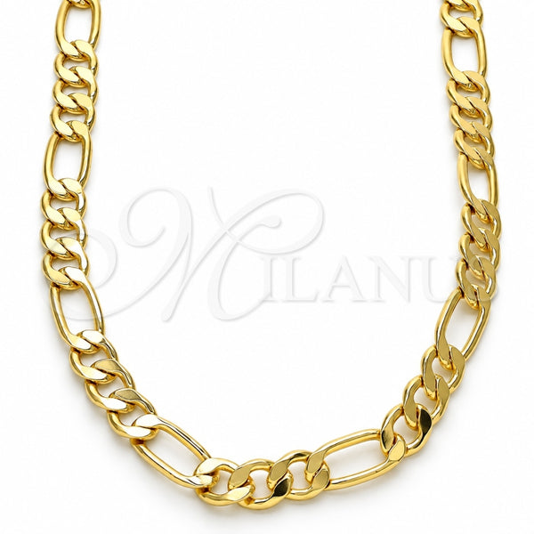 Gargantilla Basica 04.63.1412.22 Oro Laminado, Diseño de Figaro, Pulido, Tono Dorado (Calibre 160, Grosor 07 MM, 22 Pulgadas de Largo)