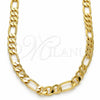 Gargantilla Basica 04.63.1412.22 Oro Laminado, Diseño de Figaro, Pulido, Tono Dorado (Calibre 160, Grosor 07 MM, 22 Pulgadas de Largo)