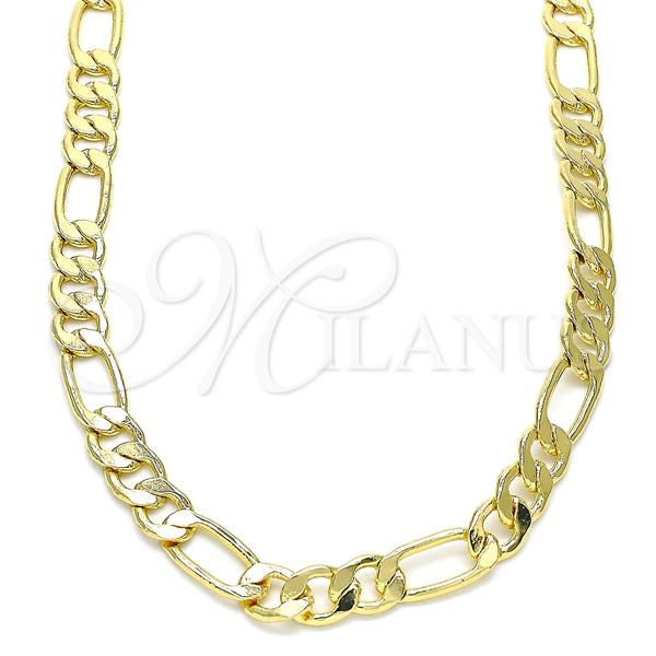 Gargantilla Basica 04.63.1412.24 Oro Laminado, Diseño de Figaro, Pulido, Tono Dorado (160 Gauge, 07 MM Thickness, 24 Inches Length)