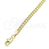 Pulsera Básica 04.213.0237.08 Oro Laminado, Diseño de Cubana, Pulido, Tono Dorado (Calibre 100, Grosor 04.3 MM, 8 Pulgadas de Largo)
