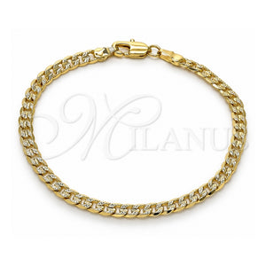 Pulsera Básica 04.213.0237.08 Oro Laminado, Diseño de Cubana, Pulido, Tono Dorado (Calibre 100, Grosor 04.3 MM, 8 Pulgadas de Largo)