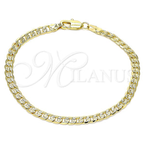 Pulsera Básica 04.213.0237.08 Oro Laminado, Diseño de Cubana, Pulido, Tono Dorado (Calibre 100, Grosor 04.3 MM, 8 Pulgadas de Largo)