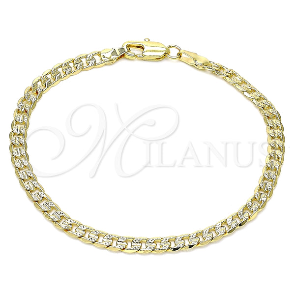 Pulsera Básica 04.213.0237.08 Oro Laminado, Diseño de Cubana, Pulido, Tono Dorado (Calibre 100, Grosor 04.3 MM, 8 Pulgadas de Largo)