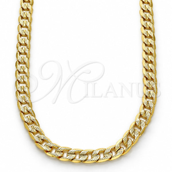 Gargantilla Basica 04.213.0164.22 Oro Laminado, Diseño de Cubana, Pulido, Tono Dorado (Calibre 140, Grosor 06 MM, 22 Pulgadas de Largo)