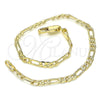 Pulsera Básica 04.213.0144.08 Oro Laminado, Diseño de Figaro, Pulido, Tono Dorado (0.80 Gauge, 03 MM Thickness, 8 Inches Length)