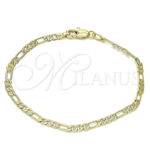 Pulsera Básica 04.213.0144.08 Oro Laminado, Diseño de Figaro, Pulido, Tono Dorado (0.80 Gauge, 03 MM Thickness, 8 Inches Length)