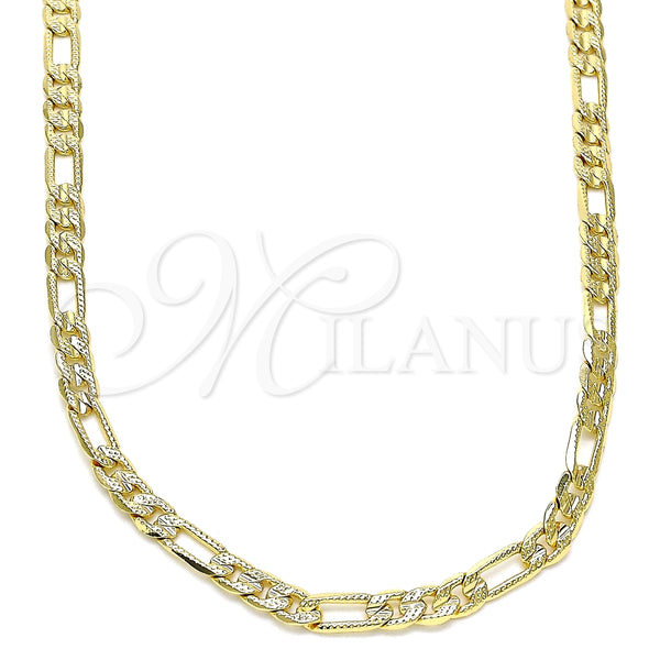Gargantilla Basica 04.213.0142.18 Oro Laminado, Diseño de Figaro, Pulido, Tono Dorado (100 Gauge, 04 MM Thickness, 18 Inches Length)